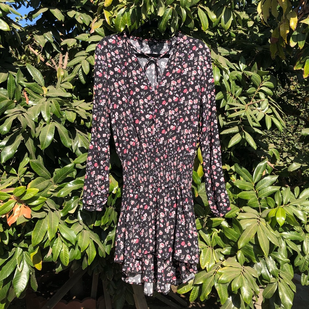 Rails black floral ruffle mini dress